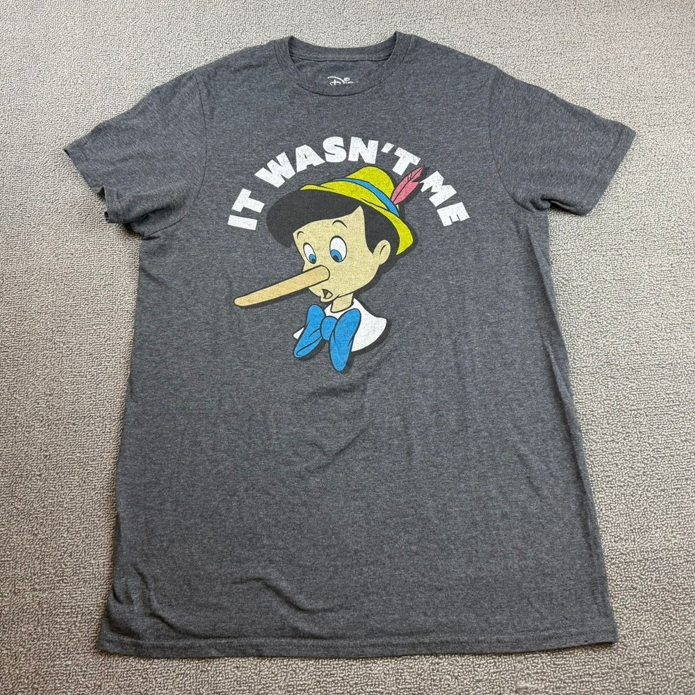Disney Pinnocchio T-Shirt Women S Gray "It Wasn't Me" Short Sleeve Cartoon Movie
